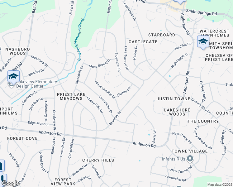 map of restaurants, bars, coffee shops, grocery stores, and more near 1233 Charlton Drive in Nashville