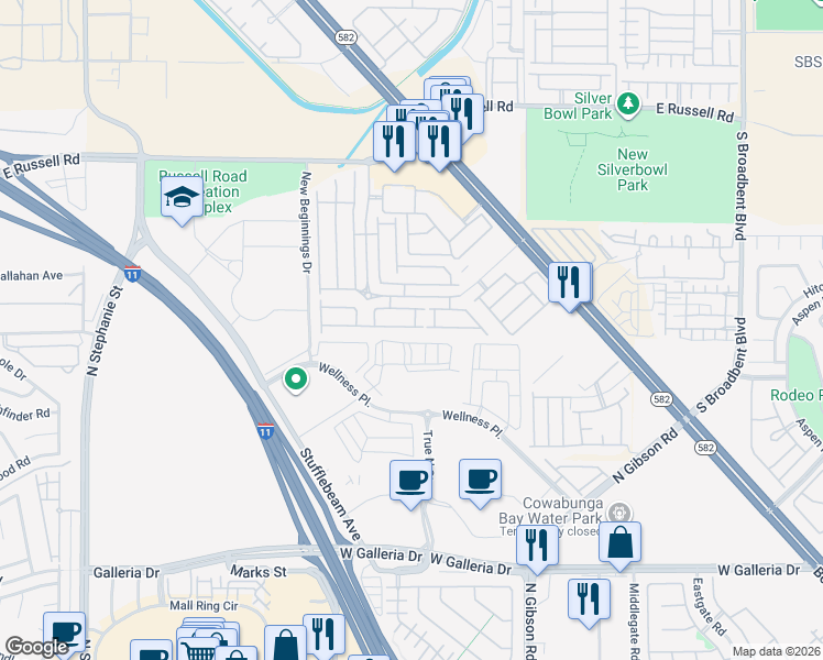 map of restaurants, bars, coffee shops, grocery stores, and more near 6375 Dan Blocker Avenue in Henderson