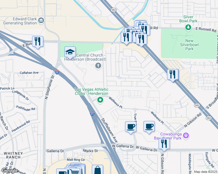 map of restaurants, bars, coffee shops, grocery stores, and more near 6225 Dan Blocker Avenue in Henderson