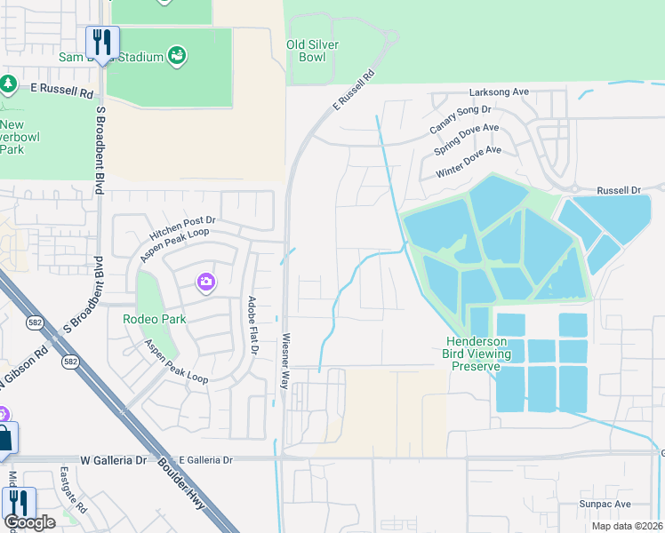 map of restaurants, bars, coffee shops, grocery stores, and more near 1027 Gentle Swan in Henderson