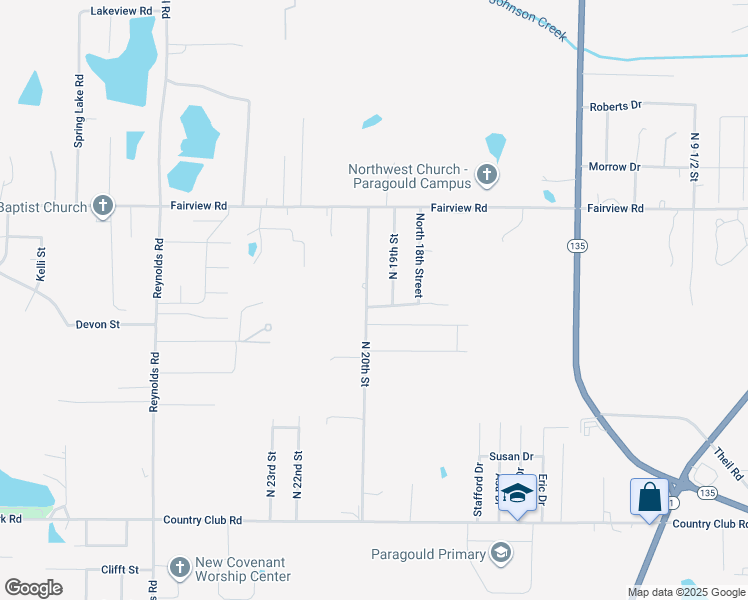 map of restaurants, bars, coffee shops, grocery stores, and more near 1801 North 20th Street in Paragould