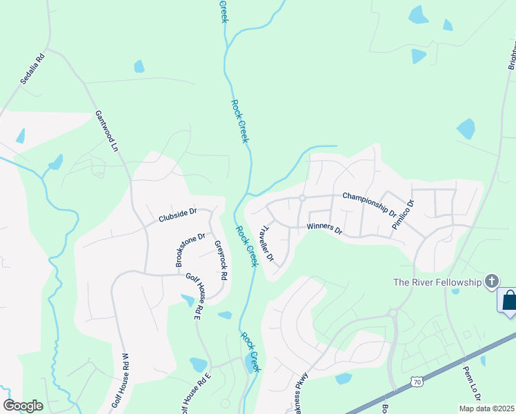 map of restaurants, bars, coffee shops, grocery stores, and more near 6607 Championship Drive in Whitsett