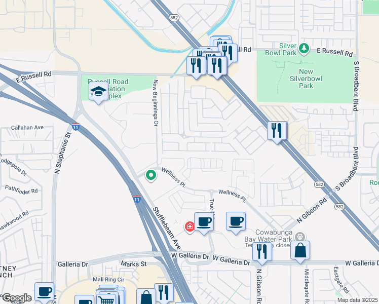 map of restaurants, bars, coffee shops, grocery stores, and more near 6305 Dan Blocker Avenue in Henderson