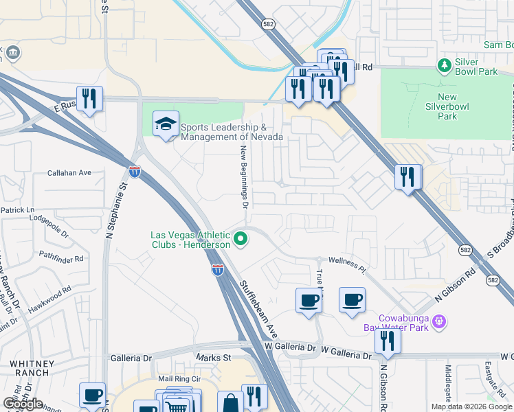 map of restaurants, bars, coffee shops, grocery stores, and more near 6225 Dan Blocker Avenue in Henderson