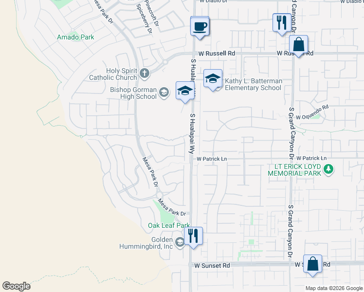 map of restaurants, bars, coffee shops, grocery stores, and more near 6020 Langreo Ln in Las Vegas
