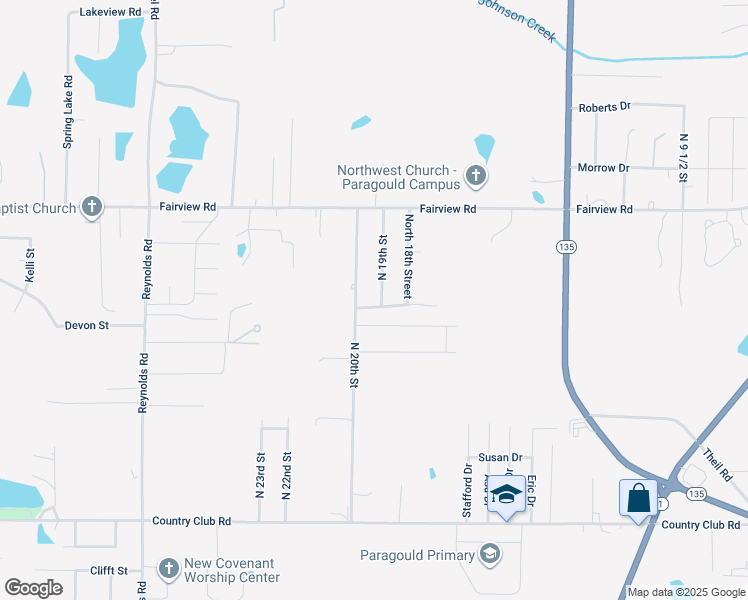 map of restaurants, bars, coffee shops, grocery stores, and more near 1801 North 20th Street in Paragould