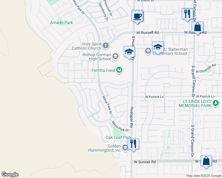 map of restaurants, bars, coffee shops, grocery stores, and more near 10337 Kesington Drive in Las Vegas