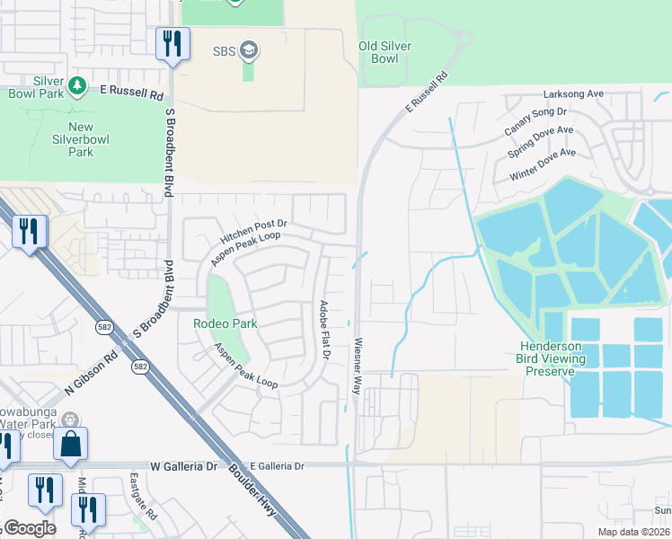 map of restaurants, bars, coffee shops, grocery stores, and more near 616 High Grass Court in Henderson