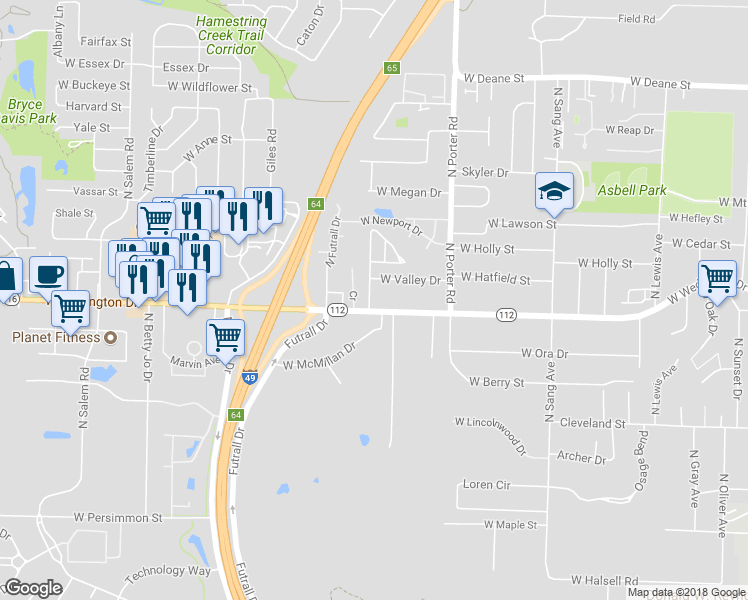 map of restaurants, bars, coffee shops, grocery stores, and more near 2588 West Wedington Drive in Fayetteville