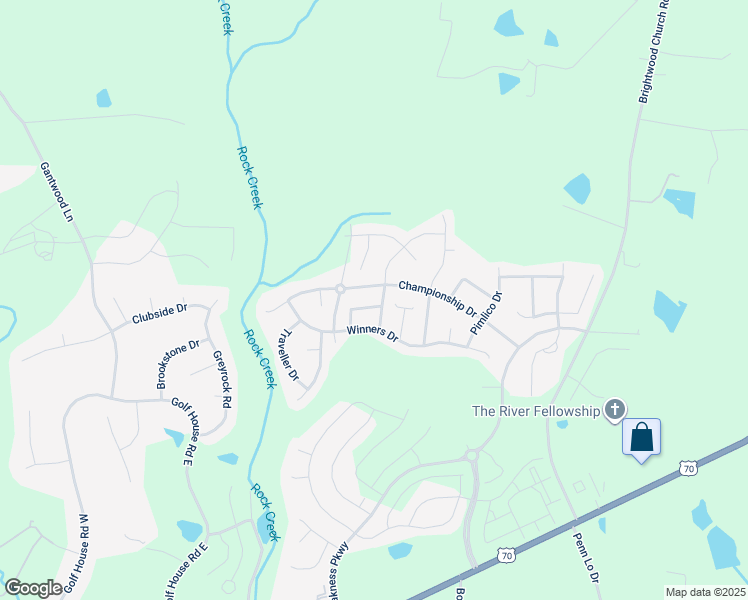map of restaurants, bars, coffee shops, grocery stores, and more near 672 Winners Circle in Whitsett
