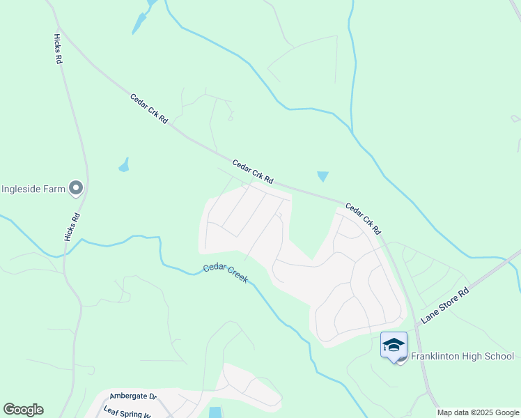 map of restaurants, bars, coffee shops, grocery stores, and more near 45 Misty Grove Trail in Franklinton