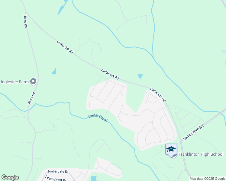 map of restaurants, bars, coffee shops, grocery stores, and more near 45 Misty Grove Trail in Franklinton
