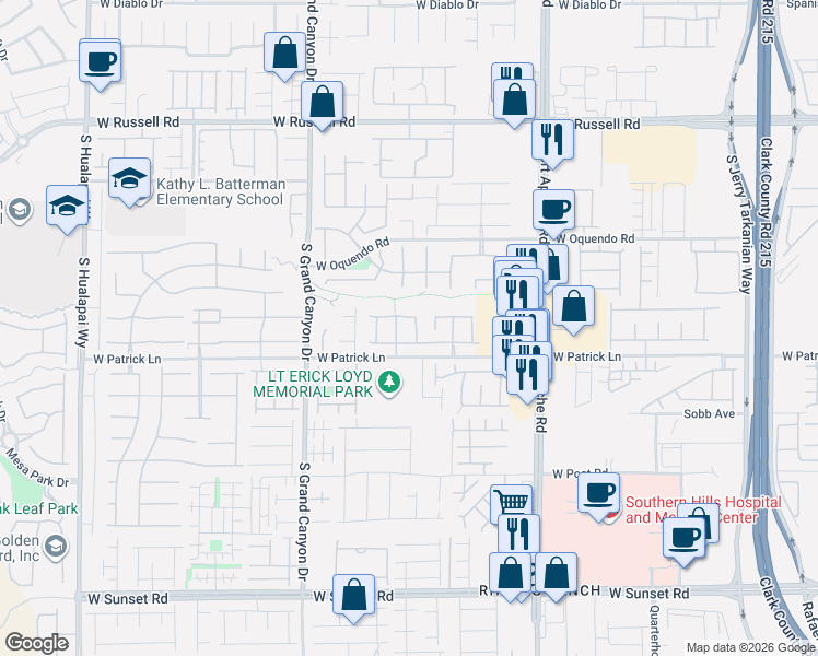 map of restaurants, bars, coffee shops, grocery stores, and more near 9661 Delivery Avenue in Las Vegas