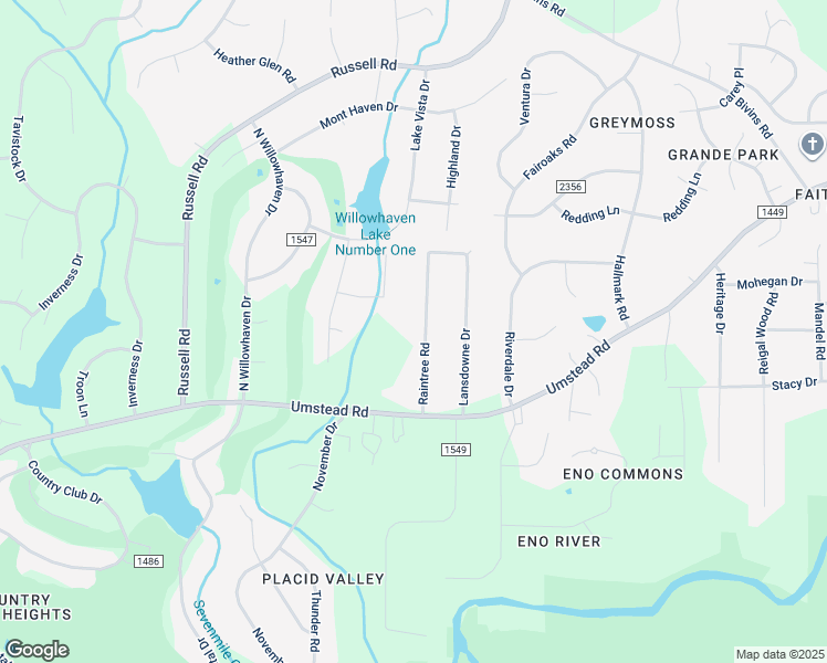 map of restaurants, bars, coffee shops, grocery stores, and more near 5101 Raintree Road in Durham