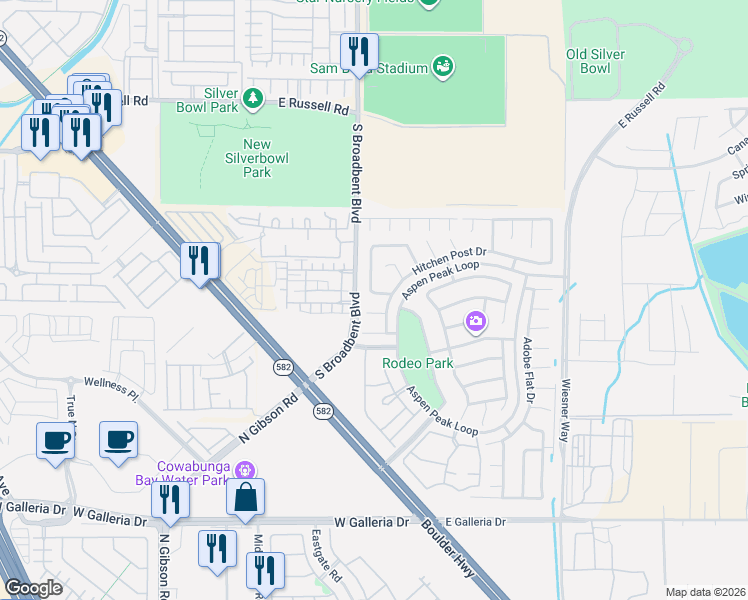 map of restaurants, bars, coffee shops, grocery stores, and more near 788 Salt Flats Circle in Henderson