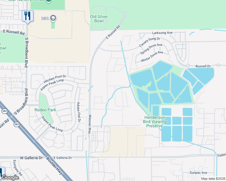 map of restaurants, bars, coffee shops, grocery stores, and more near 1039 Fox Falcon Street in Henderson