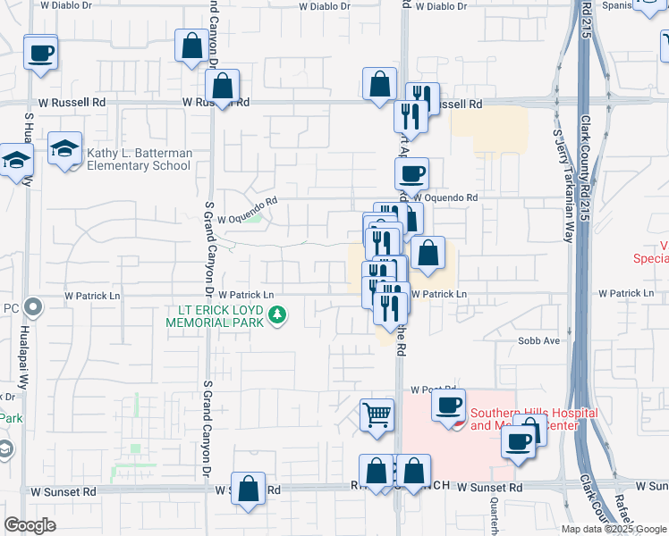 map of restaurants, bars, coffee shops, grocery stores, and more near 9529 Delivery Avenue in Las Vegas