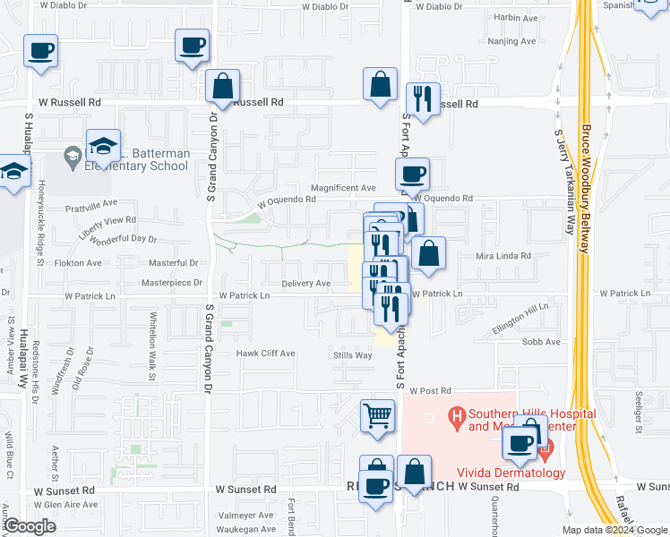 map of restaurants, bars, coffee shops, grocery stores, and more near 6044 Fair Valley Street in Las Vegas