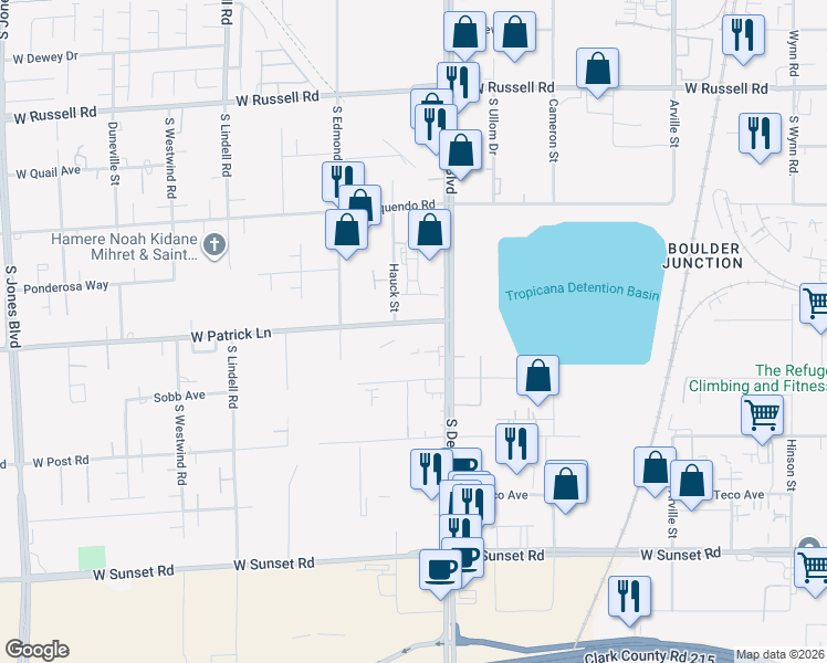 map of restaurants, bars, coffee shops, grocery stores, and more near 6145 South Decatur Boulevard in Las Vegas
