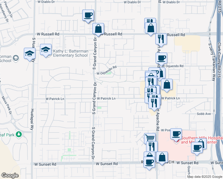 map of restaurants, bars, coffee shops, grocery stores, and more near 6089 South Doroca Street in Las Vegas