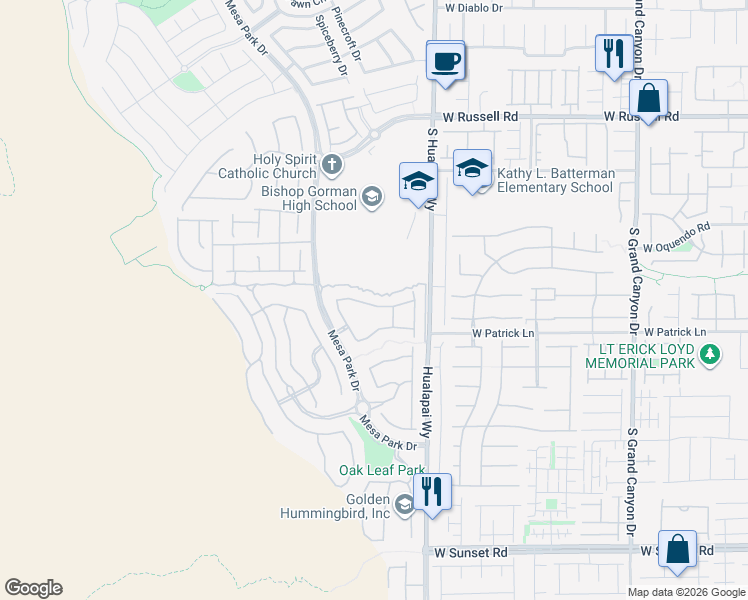 map of restaurants, bars, coffee shops, grocery stores, and more near 10302 Kesington Drive in Las Vegas