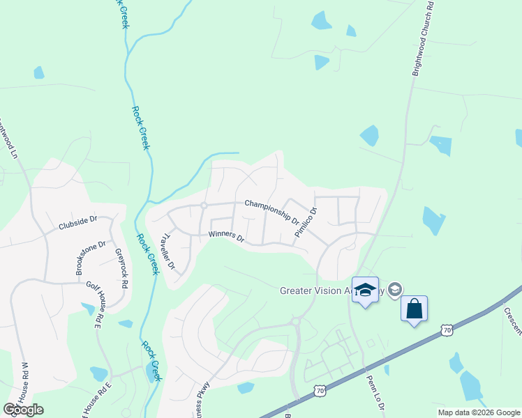 map of restaurants, bars, coffee shops, grocery stores, and more near 670 Affirmed Drive in Whitsett