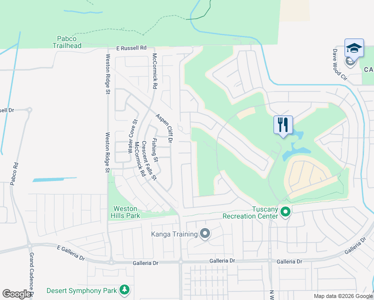 map of restaurants, bars, coffee shops, grocery stores, and more near 220 Via Mezza Luna Court in Henderson
