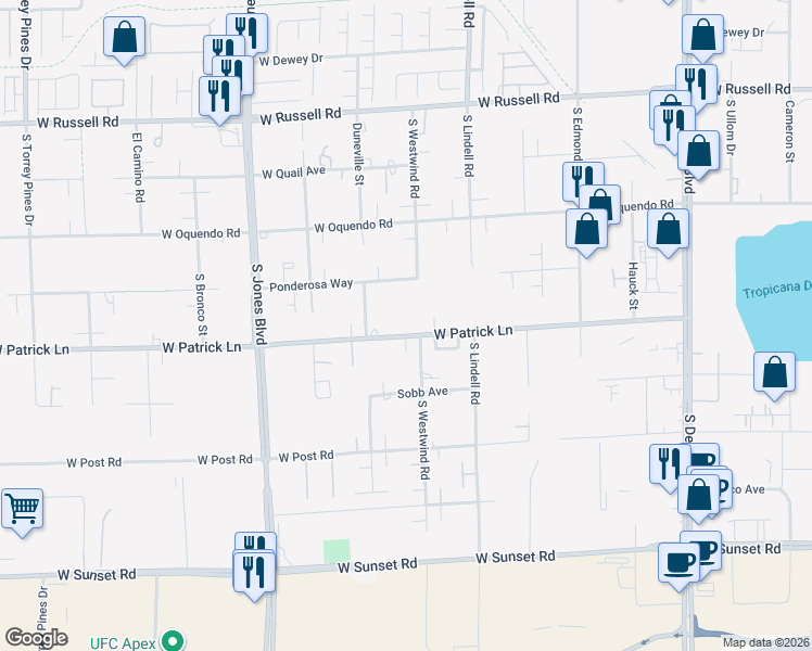 map of restaurants, bars, coffee shops, grocery stores, and more near in Las Vegas