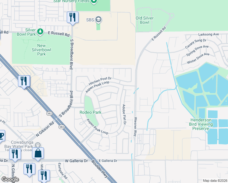 map of restaurants, bars, coffee shops, grocery stores, and more near 652 Moonlight Mesa Drive in Henderson