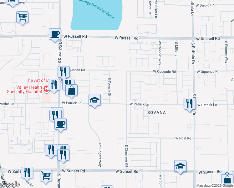 map of restaurants, bars, coffee shops, grocery stores, and more near 8303 Feather Duster Court in Las Vegas