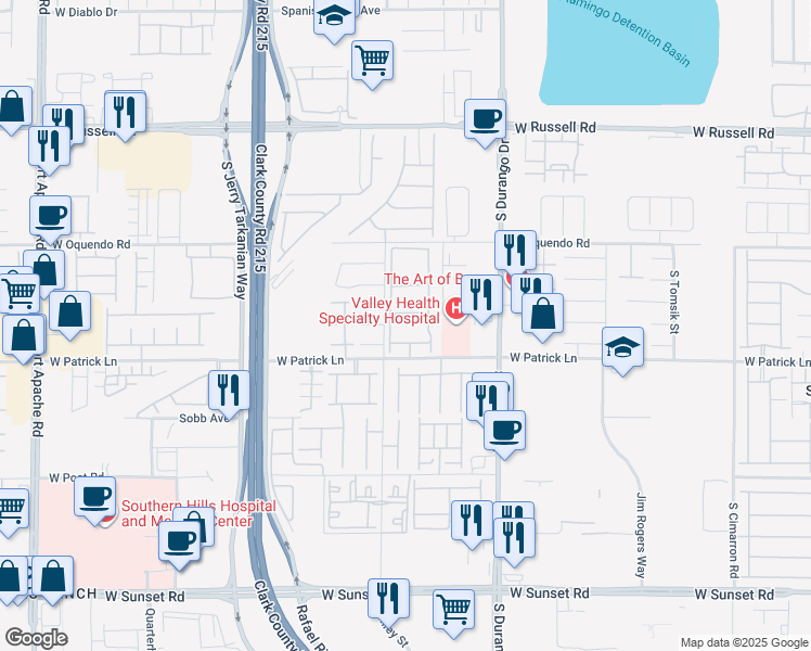 map of restaurants, bars, coffee shops, grocery stores, and more near 8808 Settlers Pointe Court in Las Vegas