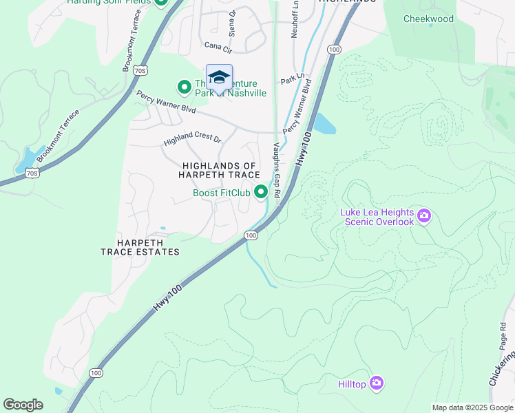 map of restaurants, bars, coffee shops, grocery stores, and more near 11 Vaughns Gap Road in Nashville