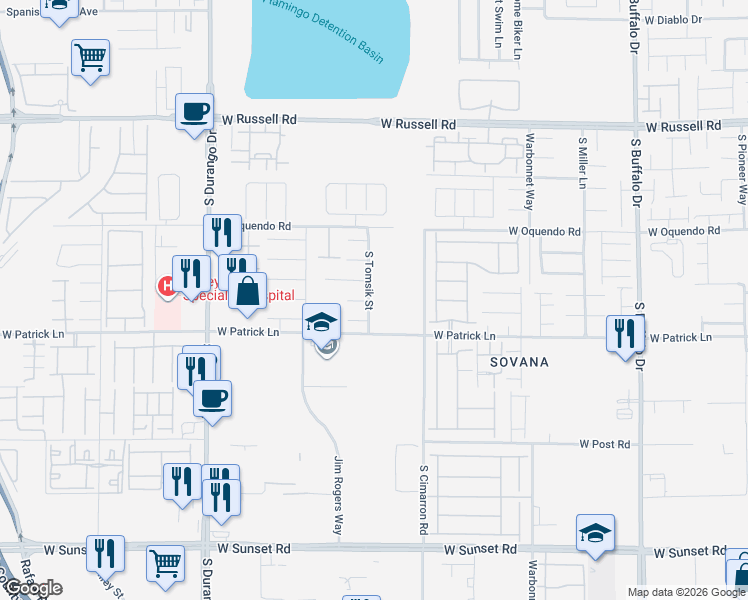 map of restaurants, bars, coffee shops, grocery stores, and more near 8303 Feather Duster Court in Las Vegas