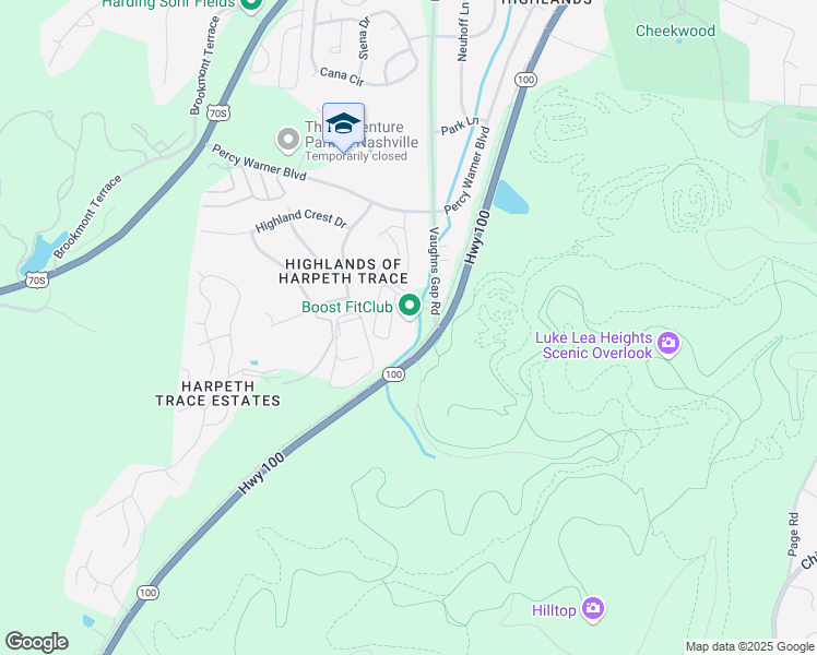 map of restaurants, bars, coffee shops, grocery stores, and more near 11 Vaughns Gap Road in Nashville