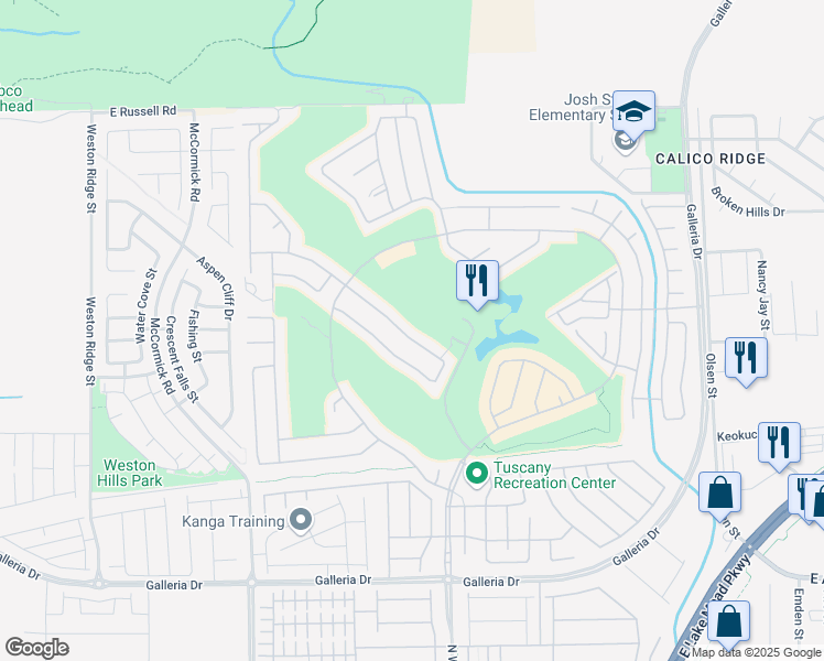 map of restaurants, bars, coffee shops, grocery stores, and more near 496 Punto Vallata Drive in Henderson