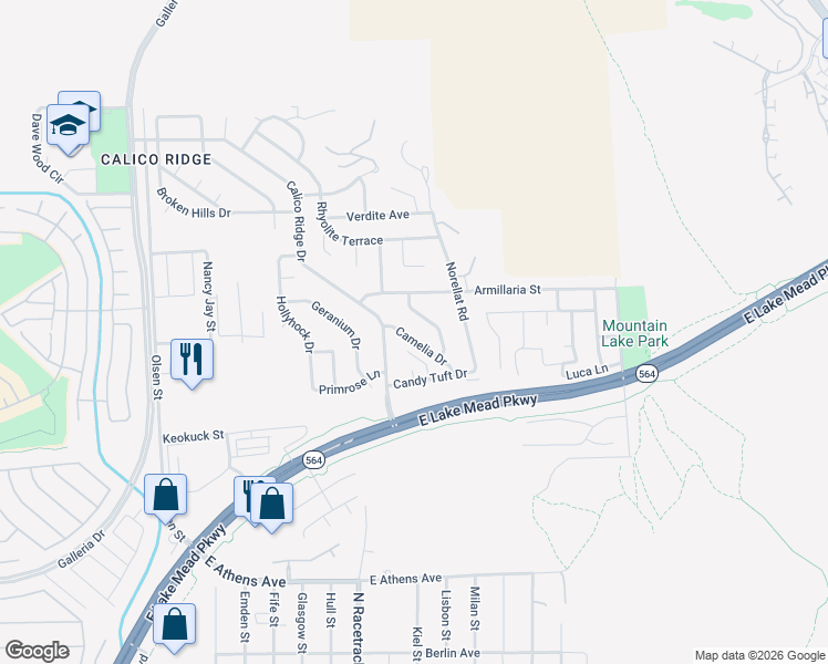 map of restaurants, bars, coffee shops, grocery stores, and more near 1046 Chanterelle Drive in Henderson