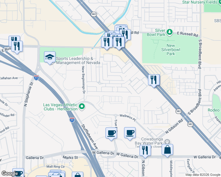 map of restaurants, bars, coffee shops, grocery stores, and more near 6371 Lorne Green Avenue in Henderson
