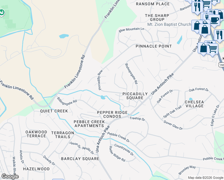 map of restaurants, bars, coffee shops, grocery stores, and more near in Nashville