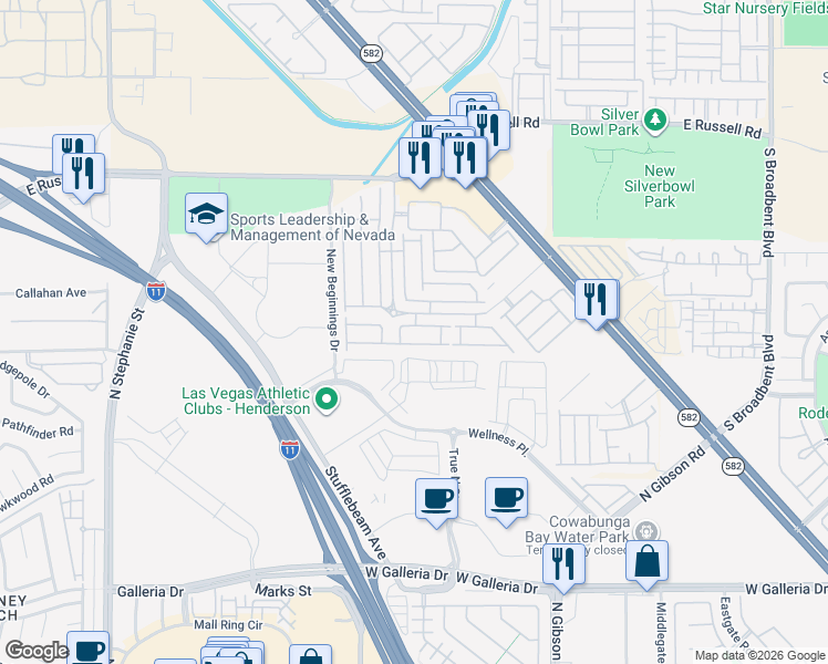 map of restaurants, bars, coffee shops, grocery stores, and more near 6331 Lorne Green Avenue in Henderson