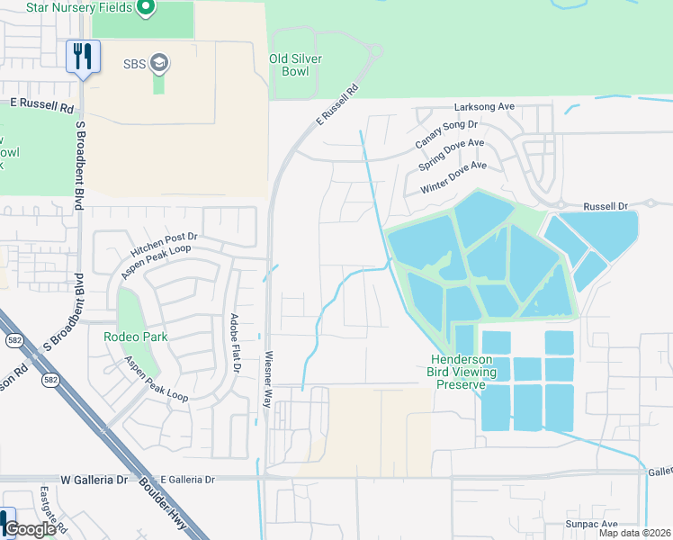 map of restaurants, bars, coffee shops, grocery stores, and more near 1047 Fox Falcon Street in Henderson