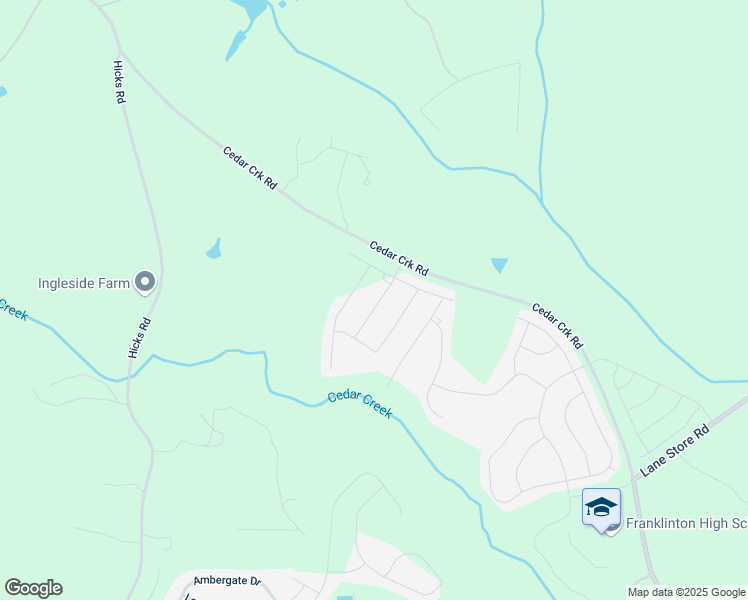 map of restaurants, bars, coffee shops, grocery stores, and more near 70 Shining Amber Way in Franklinton