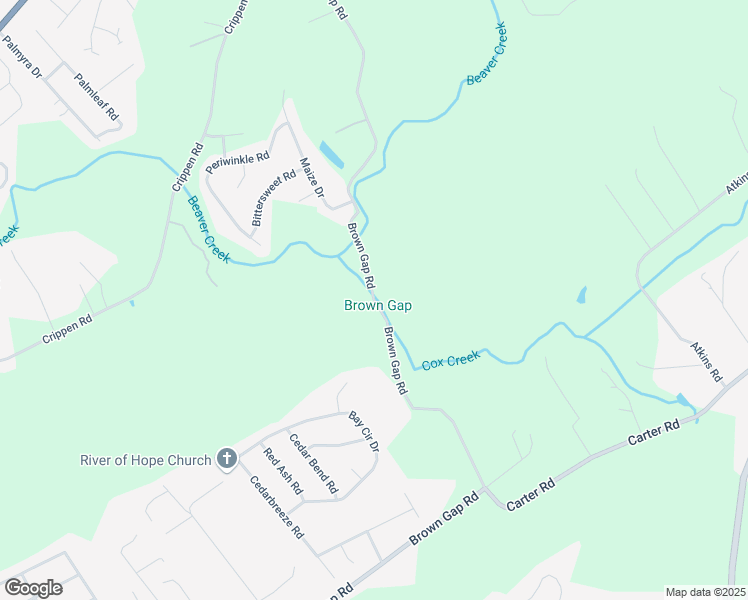 map of restaurants, bars, coffee shops, grocery stores, and more near Brown Gap Road in Knoxville