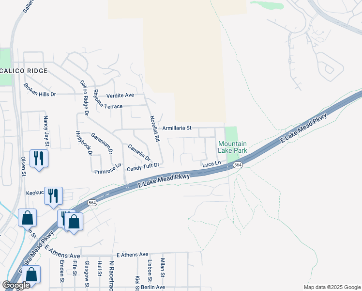 map of restaurants, bars, coffee shops, grocery stores, and more near 1023 Hyperion Drive in Henderson
