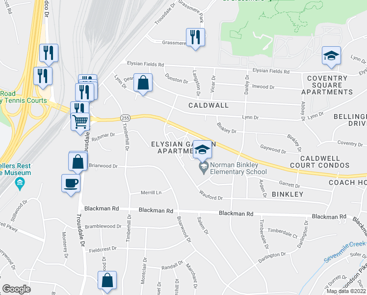 map of restaurants, bars, coffee shops, grocery stores, and more near 675 Harding Place in Nashville