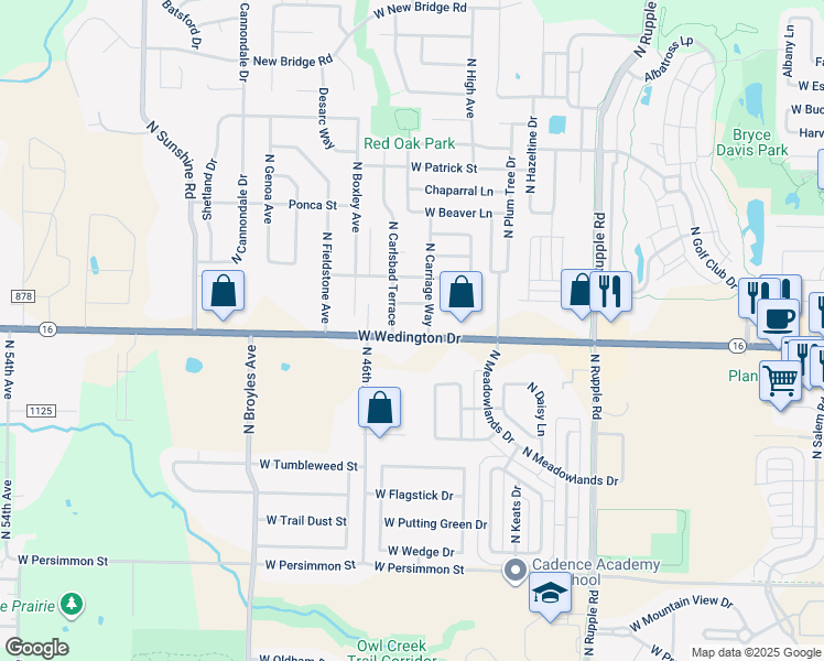 map of restaurants, bars, coffee shops, grocery stores, and more near 4456 West Wedington Drive in Fayetteville