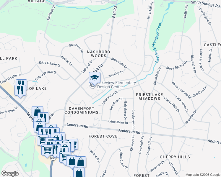 map of restaurants, bars, coffee shops, grocery stores, and more near 474 Rural Hill Road in Nashville