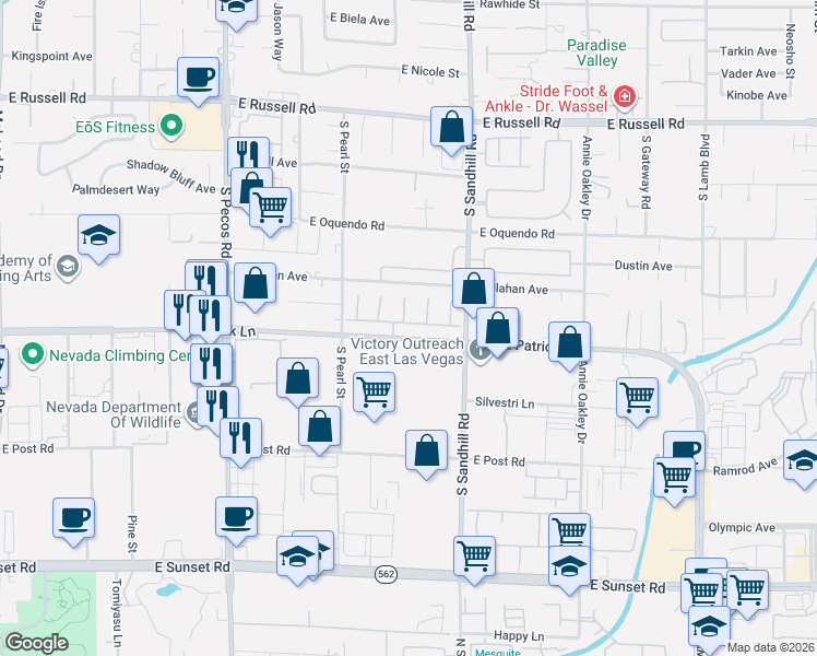 map of restaurants, bars, coffee shops, grocery stores, and more near in Clark County