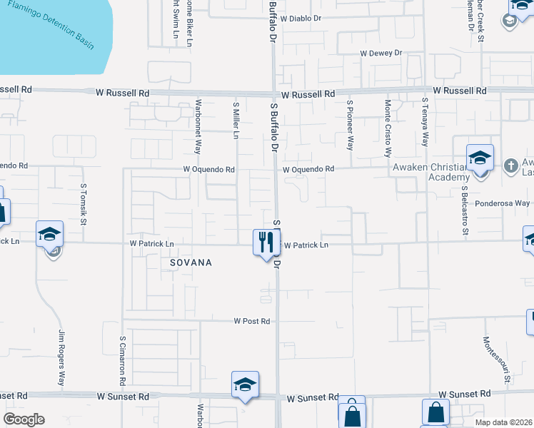 map of restaurants, bars, coffee shops, grocery stores, and more near 7825 Flintshire Court in Las Vegas