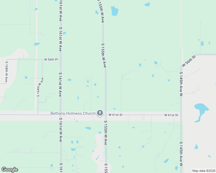 map of restaurants, bars, coffee shops, grocery stores, and more near 5801 South 155th West Avenue in Sand Springs