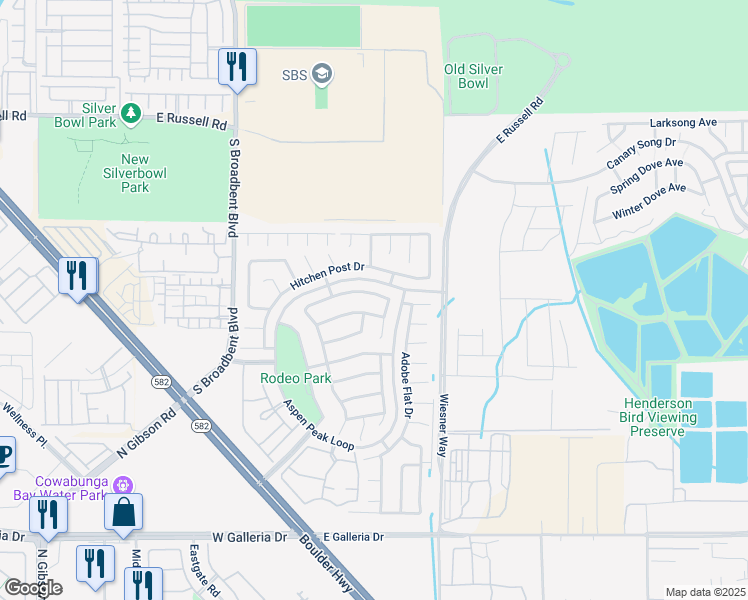 map of restaurants, bars, coffee shops, grocery stores, and more near 661 Moonlight Mesa Drive in Henderson